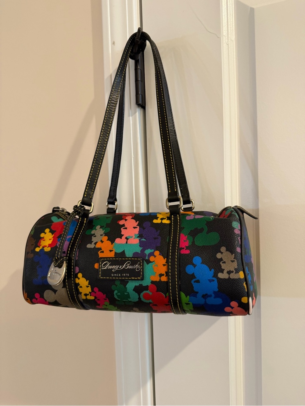 Dooney &‎ Bourke Black Multicolor Barrel Satchel Disney
